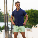 Stretch Knit Short Sleeve Shirt - Navy