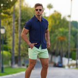 Stretch Knit Short Sleeve Shirt - Navy
