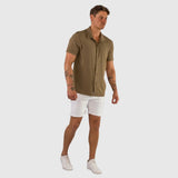 Stretch Knit Short Sleeve Shirt - Taupe