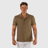Stretch Knit Short Sleeve Shirt - Taupe