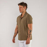 Stretch Knit Short Sleeve Shirt - Taupe