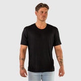 T-Shirt aus gerippter Viskose - Schwarz