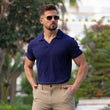 Navy Muscle Fit Stretch Viscose Polo | Kojo Fit