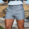 Very short length mens chino shorts in light gray by Kojo Fit