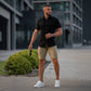 Khaki Chino Shorts 9" Inseam Length Muscle Fit