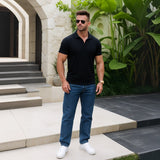 Men’s straight leg comfortable stretch jeans indigo blue