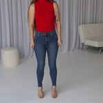 Womens Mid Rise Indigo Stretch Skinny Fit Jeans | Kojo Fit Australia