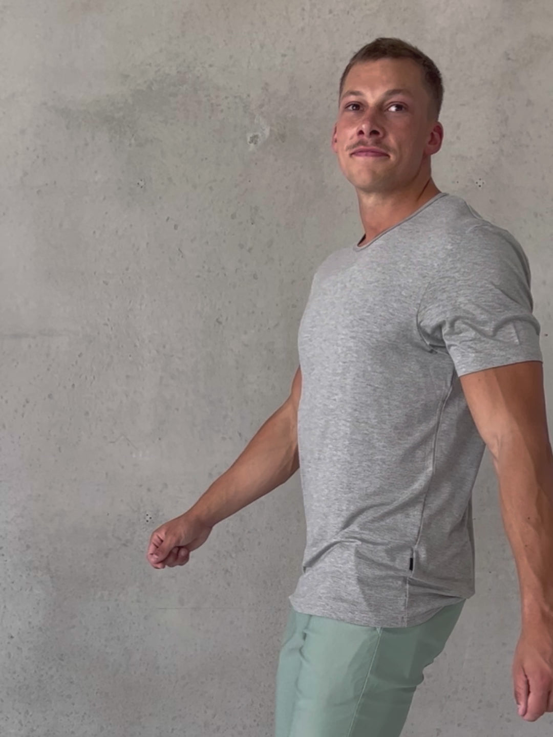 Mens Light Grey Bamboo Workout T-Shirt Essential Style No Logo
