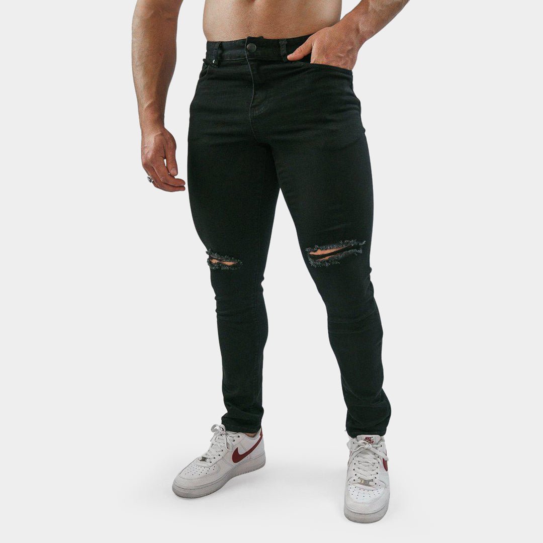 Best Bodybuilder Jeans Australia Black Knee Rips