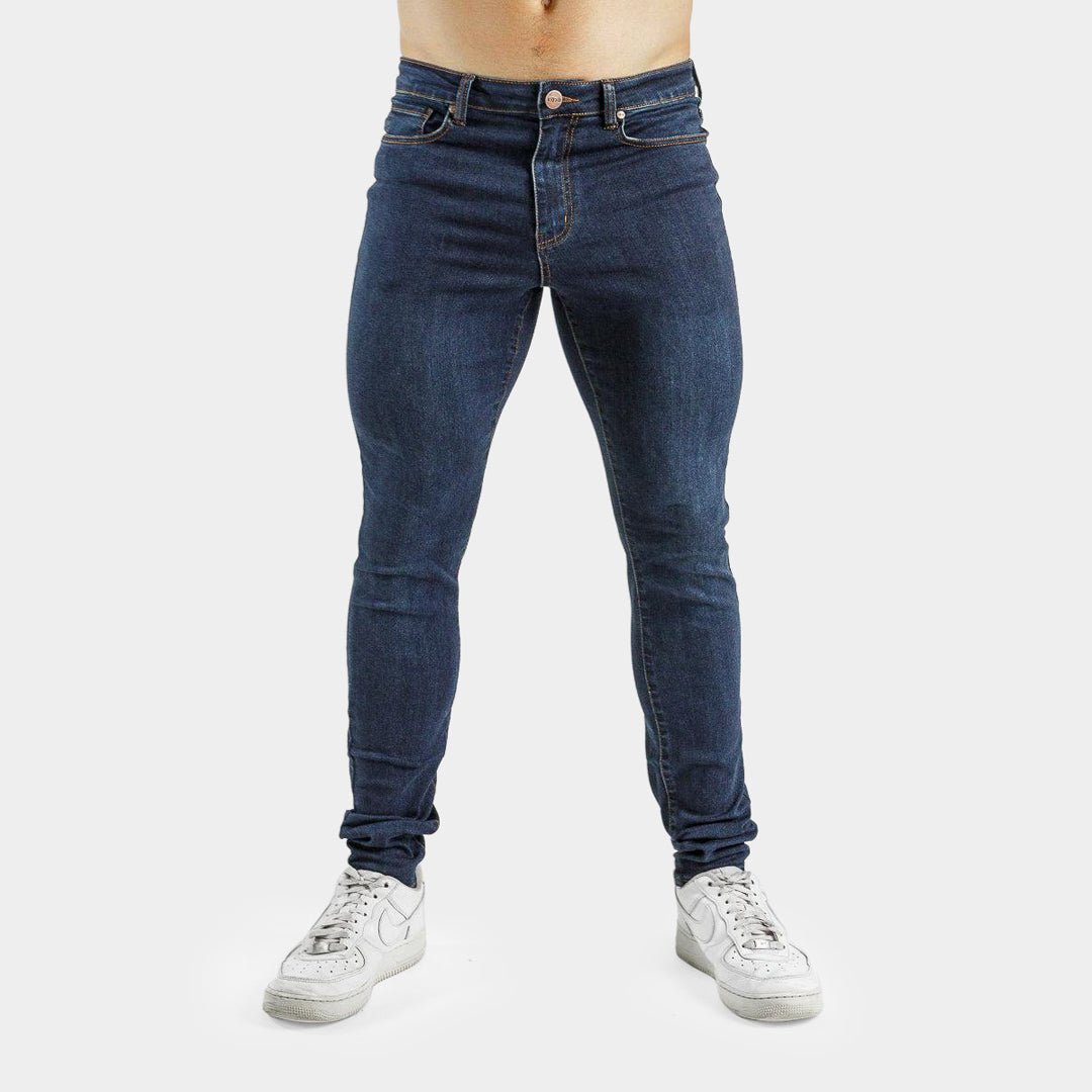 Mens Dark Blue Muscle Fit Jeans