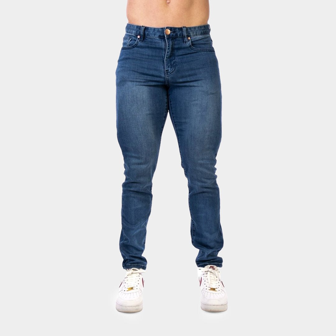 Blue Stretch Jeans For Muscular Legs