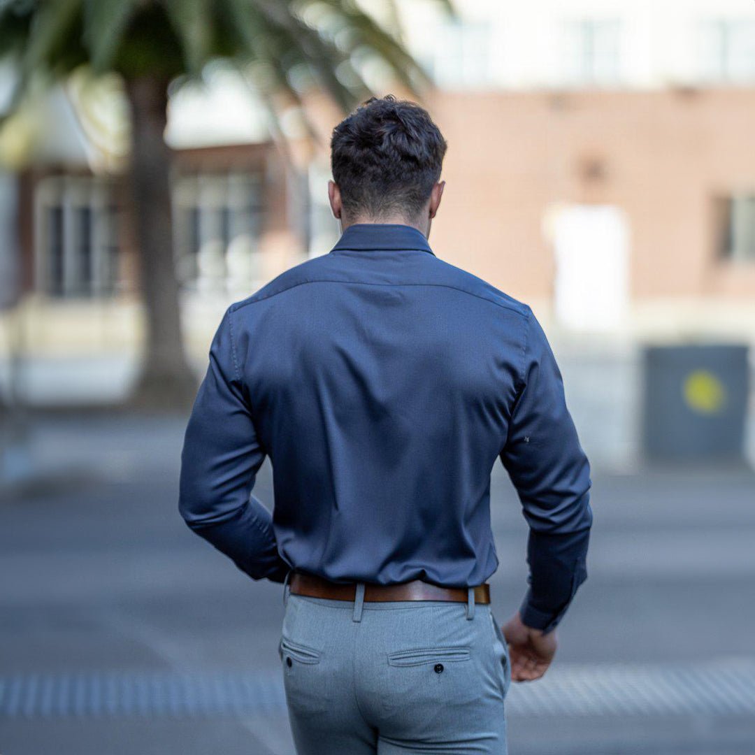 Bamboo Satin Stretch Shirt - Charcoal Bamboo Satin Stretch Shirt - Charcoal