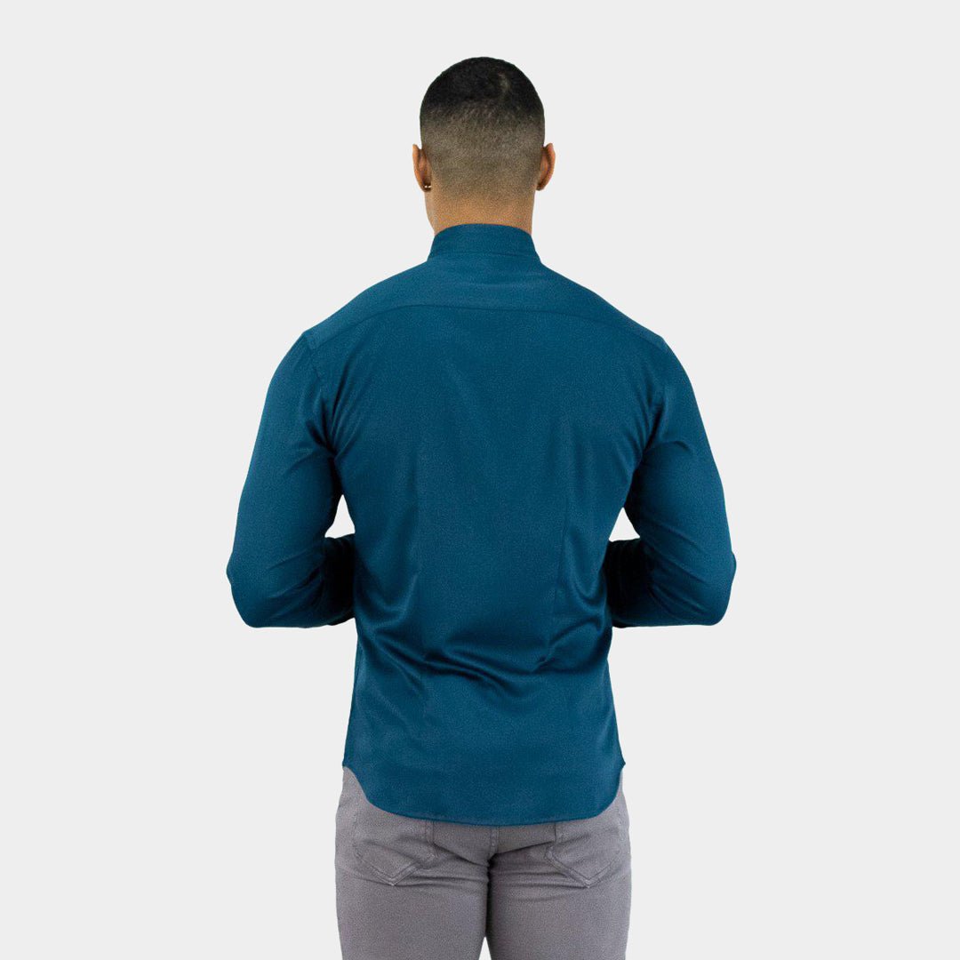 Mens Slim Fit Long Sleeve Dress Shirt - Teal Mens Slim Fit Long Sleeve Dress Shirt - Teal