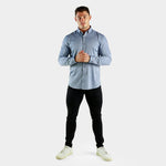 Mens Athletic Fit Silver Grey Button-Down Shirt