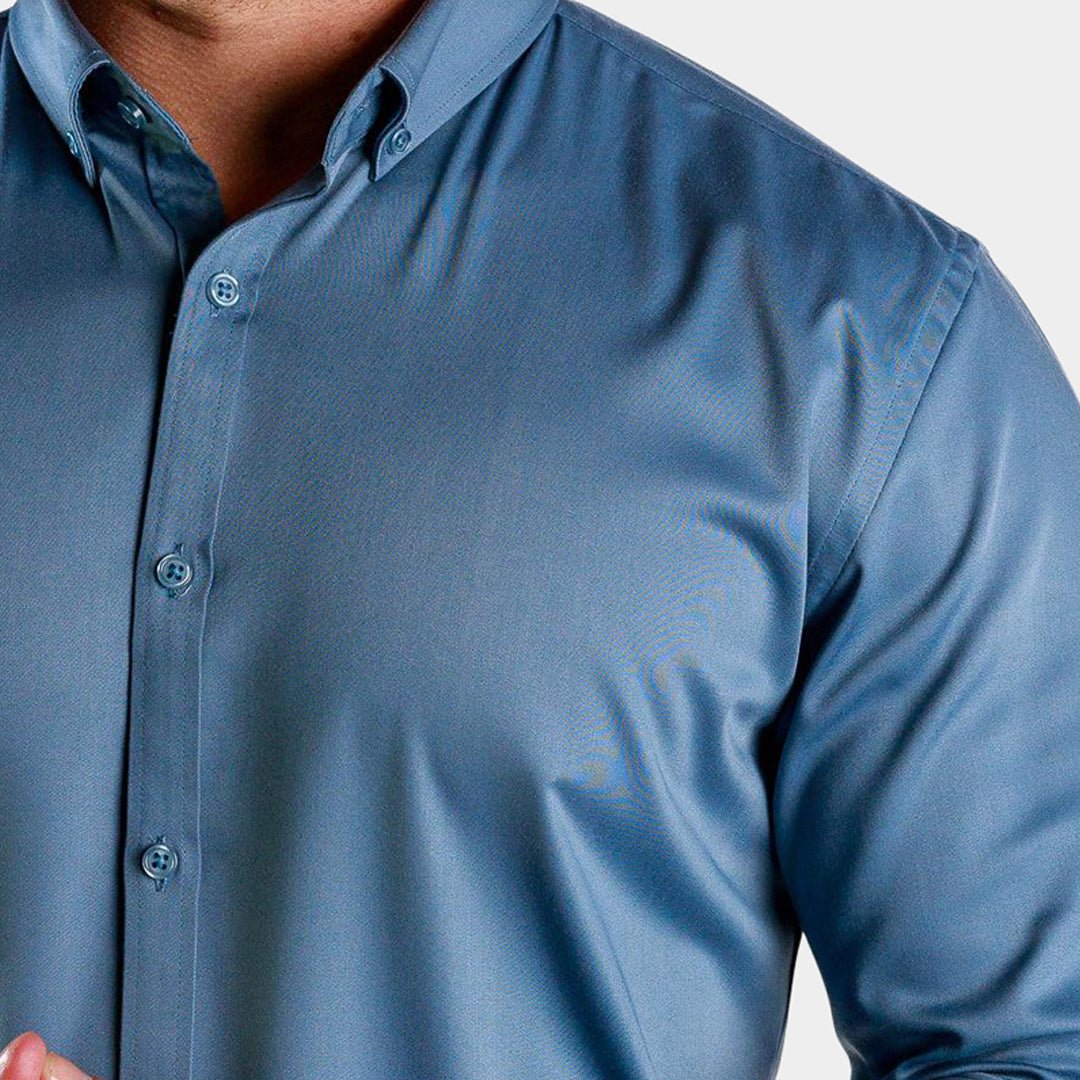 Mens Athletic Fit Dress Shirt - Steel Grey - Bamboo Stretch Fitted Shirt For Gym Guys, XXL Mens Athletic Fit Dress Shirt - Steel Grey - Bamboo Stretch Fitted Shirt For Gym Guys, XXL