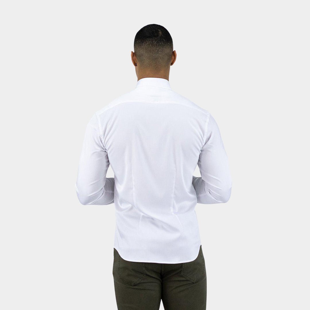 Mens White Stretch Muscle Fit Button Down