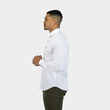 Bamboo Satin Stretch Shirt - White Contrast