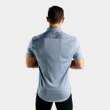 Kurzarmhemd aus Bambus-Satin-Stretch - Silber 