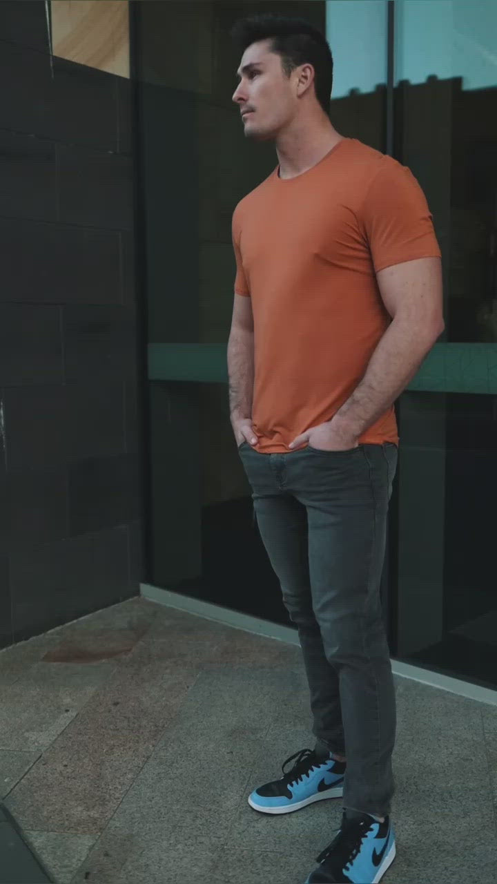 rust orange mens bamboo muscle fit t-shirt