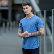 Mens essentials athletic fit bamboo t-shirt blue