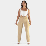 Womens Stretch Trousers For Office Wear Brown