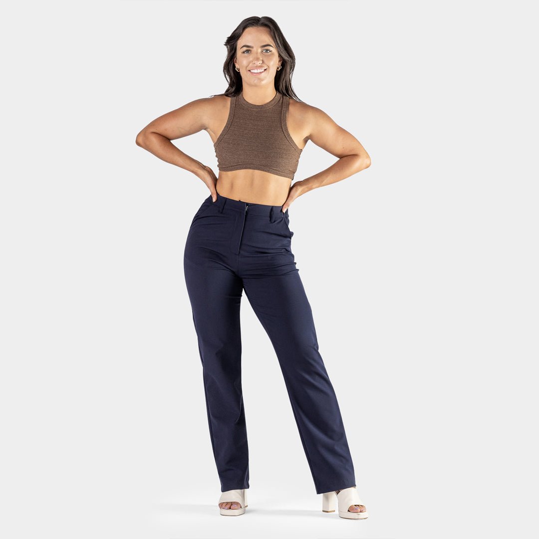 Fitted Waist Navy Womens Work Pants