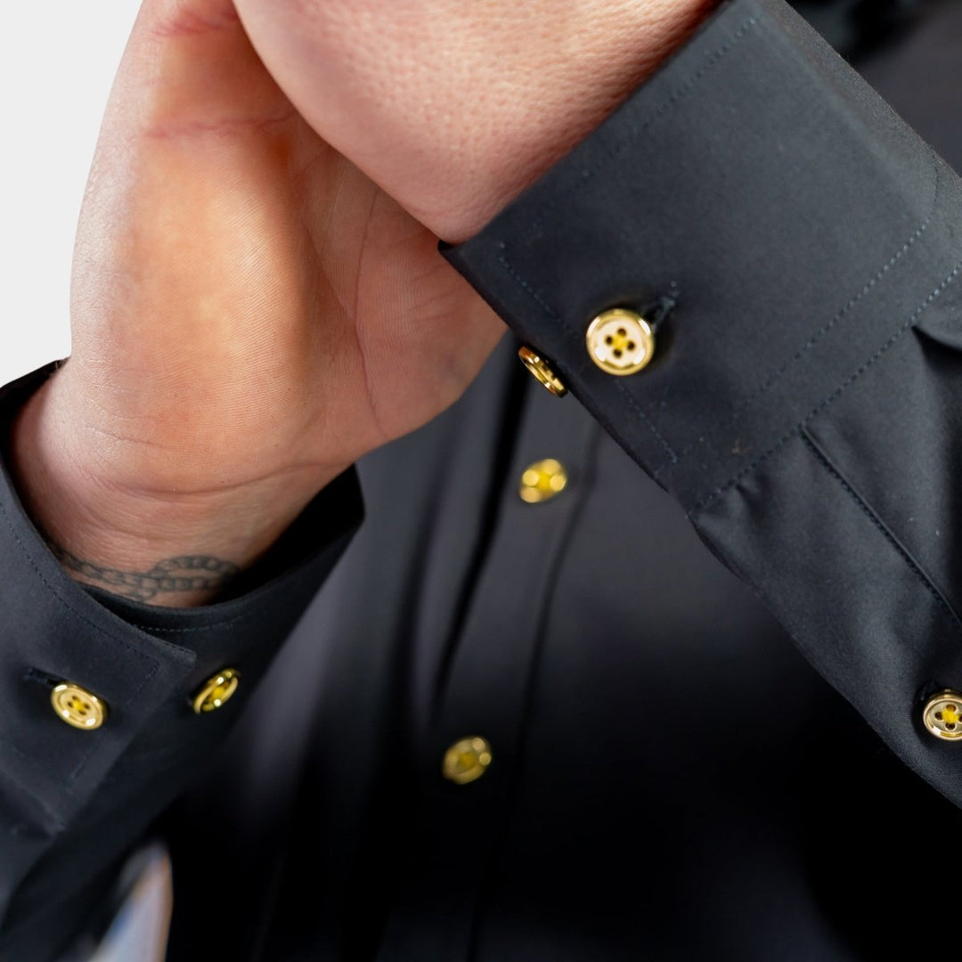 Black Gold Button Muscle Fit Dress Shirt
