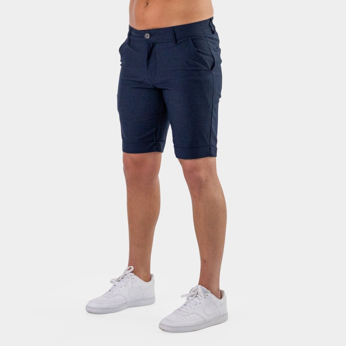Mens Navy Blue Stretch Chino Shorts