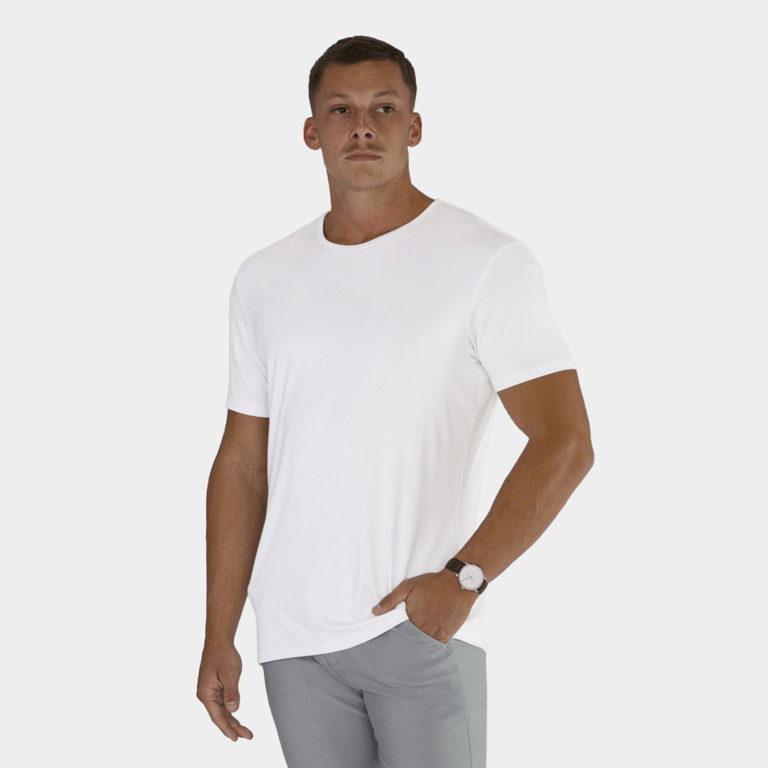 Mens White Essential Bamboo T-Shirt Athletic Fit