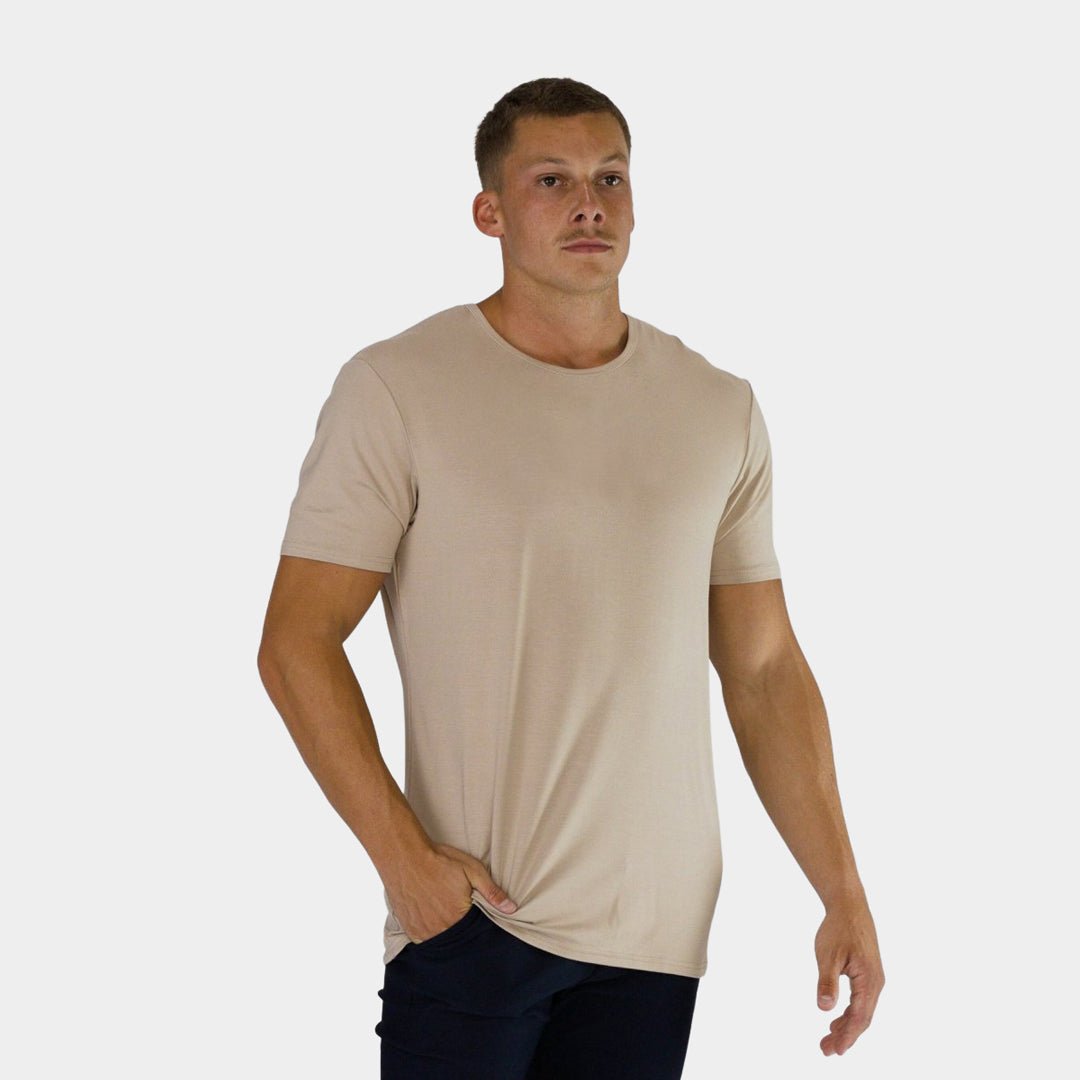 Mens Light Brown Tapered Slim Fit bamboo t-shirt