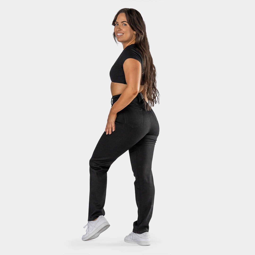 Black Stretch Jeans Fitted Bum Relaxed Legs