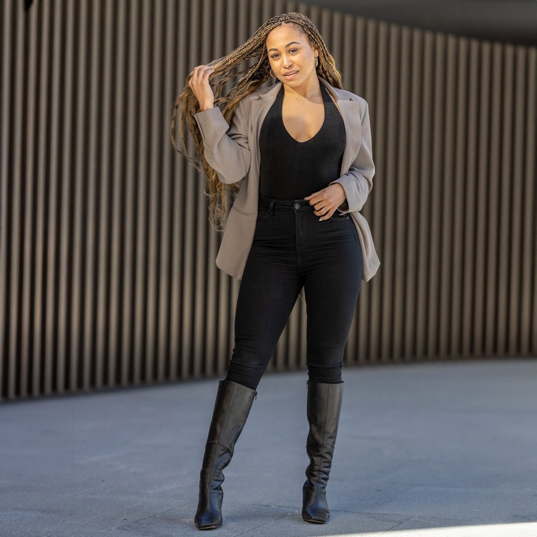 Black Stretch Jeans for Gym Women