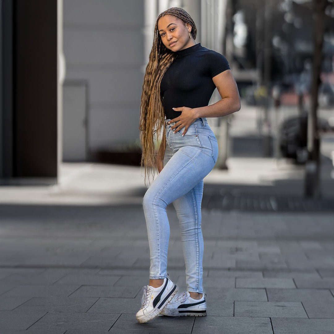Womens Vintage Light Blue Stretch Skinny Jeans