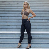 Womens stretch black high waist skinny fit jeans