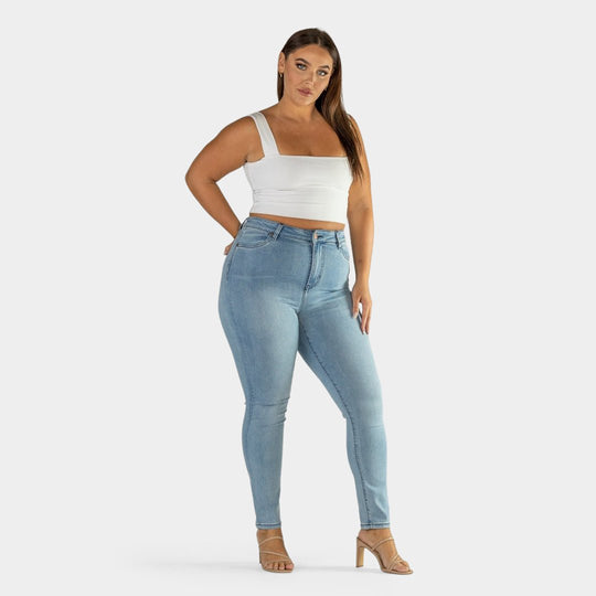 Blue Womens High Waist Curvy Fit Jeans Australia | Kojo Fit – Kojo Fit