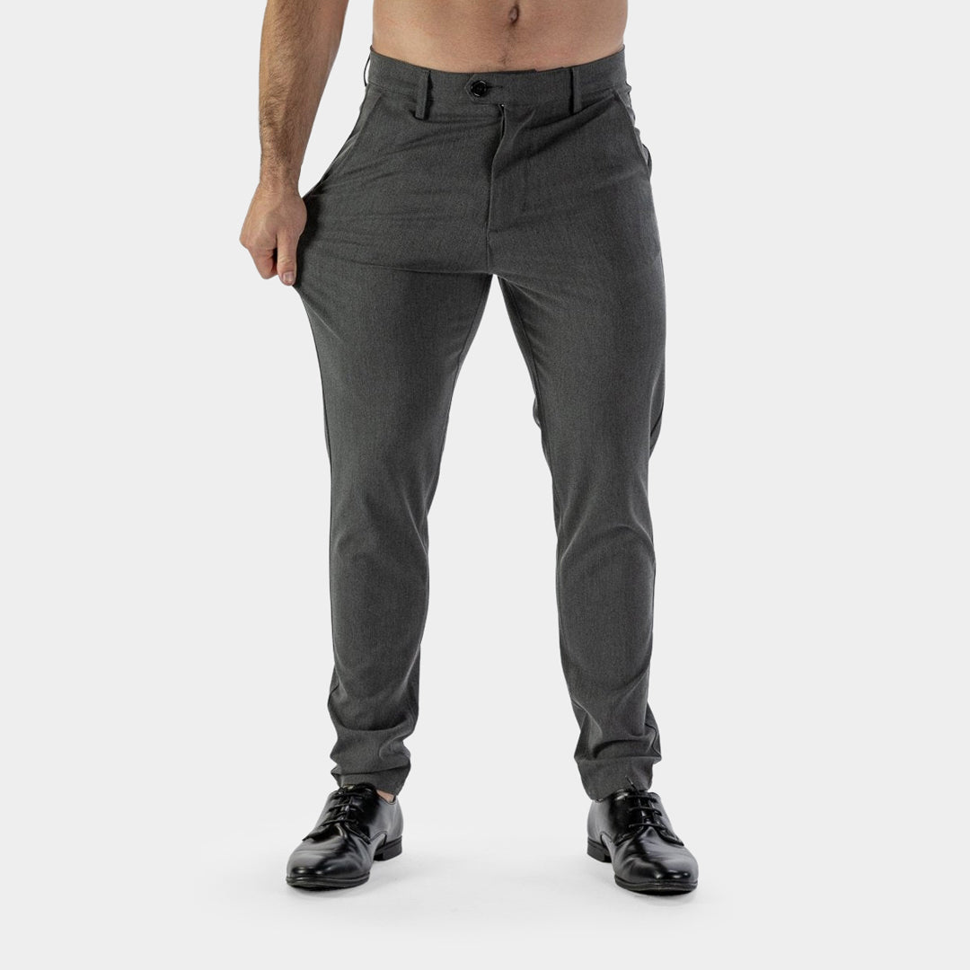 Mens Muscle Fit Stretch Formal Pants Charcoal
