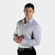 Mens Muscle Fit Office Button Shirt Bamboo Stretch check pattern