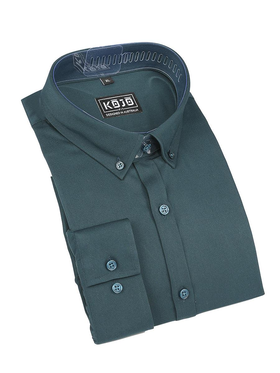 Emerald Green Long Sleeve Muscle Fit Dress Shirt Button Down Collar Kojo Fit Emerald Green Long Sleeve Muscle Fit Dress Shirt Button Down Collar Kojo Fit