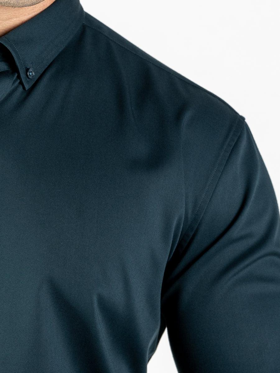 Emerald Green Long Sleeve Muscle Fit Dress Shirt Button Down Collar