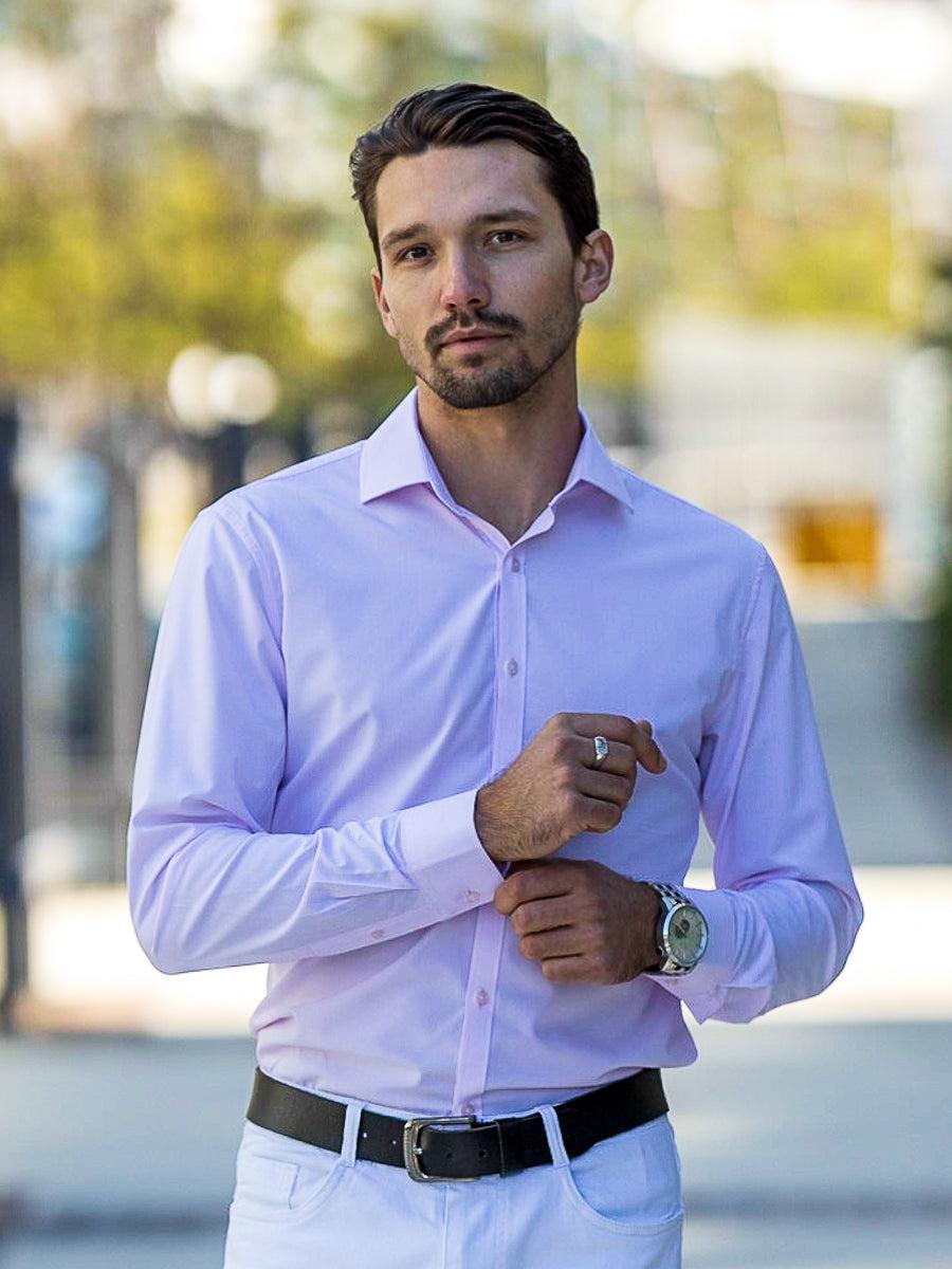 Performance Bamboo Dress Shirt - Pink - Kojo Fit