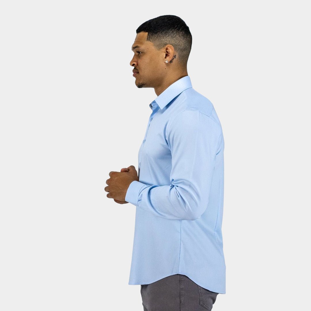 Mens Slim Fit Stretch Dress Shirt - Sky Blue - Athletic Fit Bamboo Dress Shirt, XXL Mens Slim Fit Stretch Dress Shirt - Sky Blue - Athletic Fit Bamboo Dress Shirt, XXL