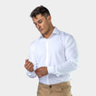Mens WhIte Bamboo Athletic Fit Dress Shirt