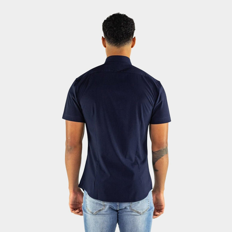 Navy Short Sleeve Muscle Fit Shirt for Athletes | Kojo Fit – Kojo Fit