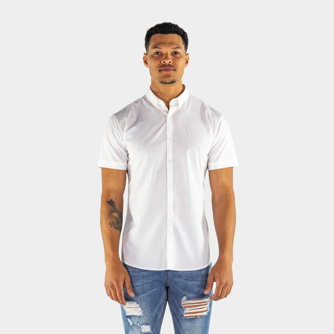 White Bamboo Stretch Short Sleeve Shirt
