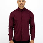 Burgundy Muscle Fit Dress Shirt | Kojo Fit