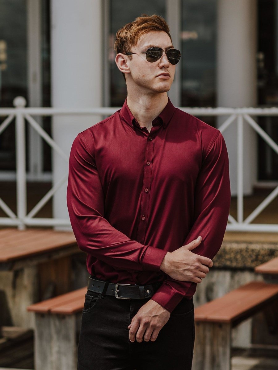 burgundy dress shirt men Athletic Fit in 31(20 inch) S32 Dress Shirt Regular Fit Floral