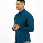 Return Sale - Bamboo Satin Stretch Shirt - Deep Teal - Kojo Fit
