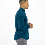 Return Sale - Bamboo Satin Stretch Shirt - Deep Teal - Kojo Fit