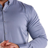 Return Sale - Bamboo Satin Stretch Shirt - Silver - Kojo Fit