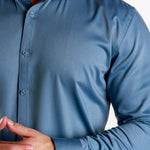 Return Sale - Bamboo Satin Stretch Shirt - Steel - Kojo Fit